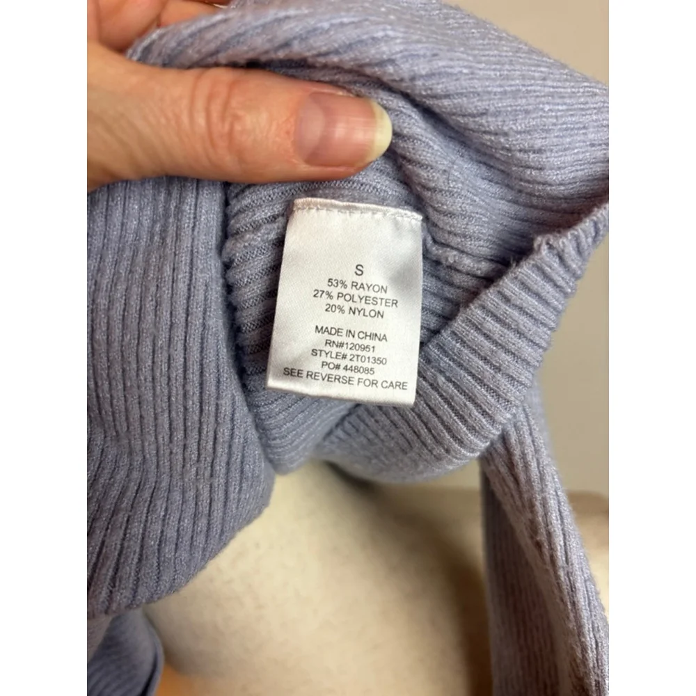 Urban Outfitters y2k clubPINK ROSE Light Blue Ribbed Mock Neck Zip-Up Sweater S - Picture 5 of 6